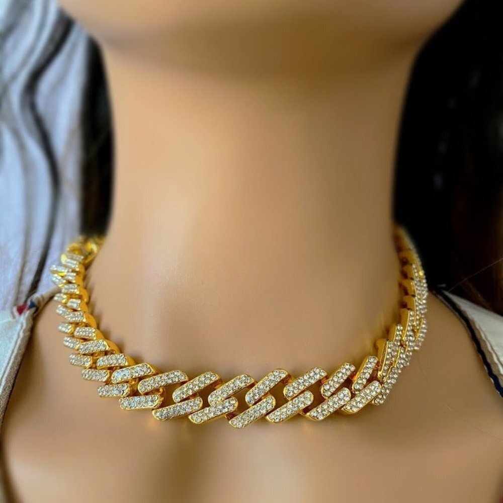14mm Diamond Choker Iced Out Cuban Link Chain